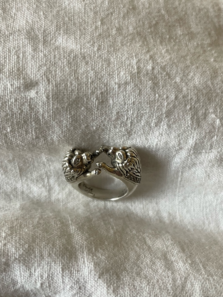 Vintage | Rare Elizabeth & James Double Lion Diamond Eyes 925 Sterling Ring